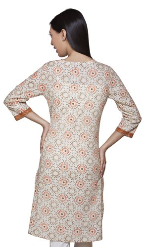 Womens Indian Ethnic Contrast Yoke Kurta Tunic