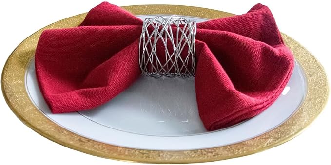 Handmade Artisan Crafted Mesh Metal Dining Napkin Rings, Silver