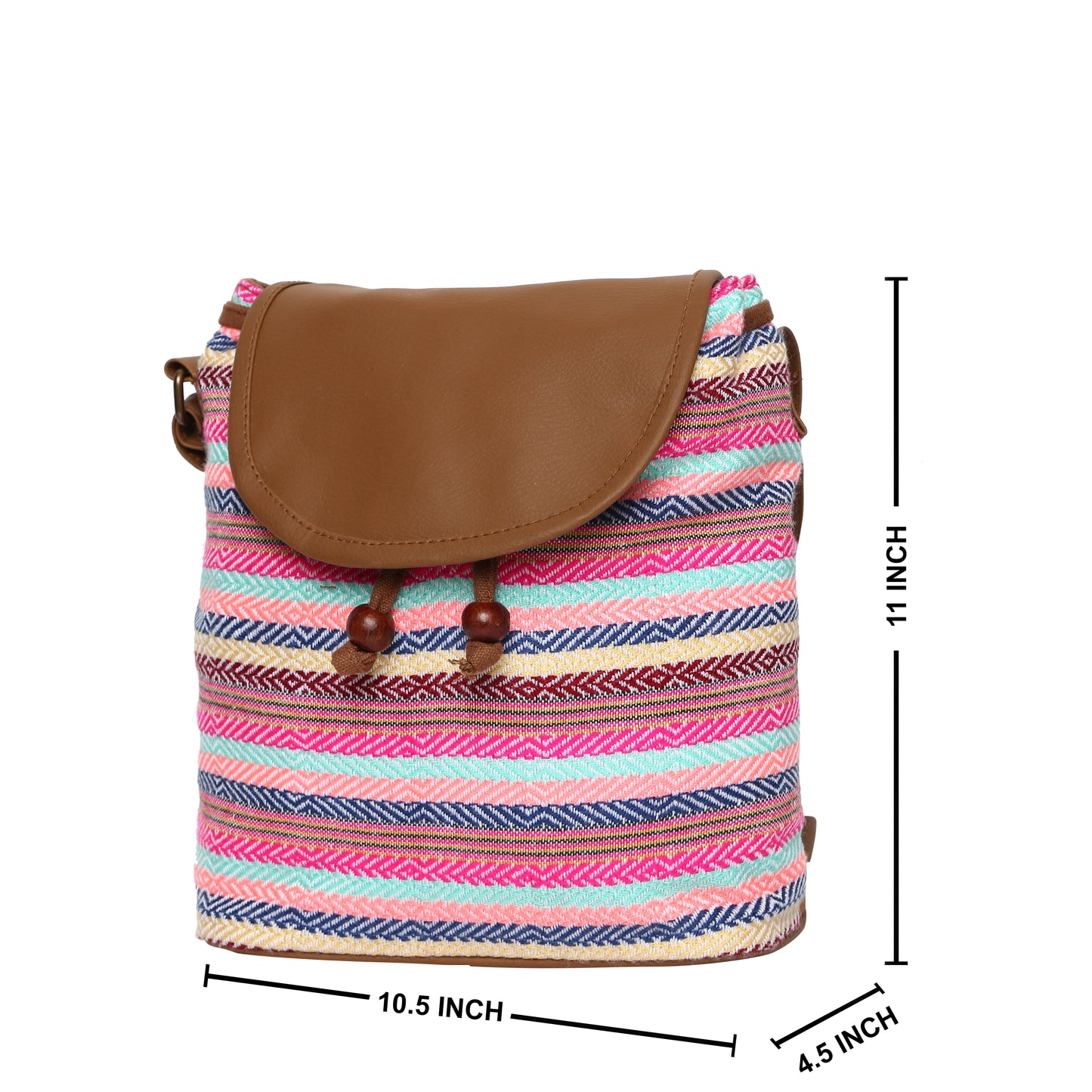 Women's Crossbody Multicolor Striped with Vegan Leather Bag