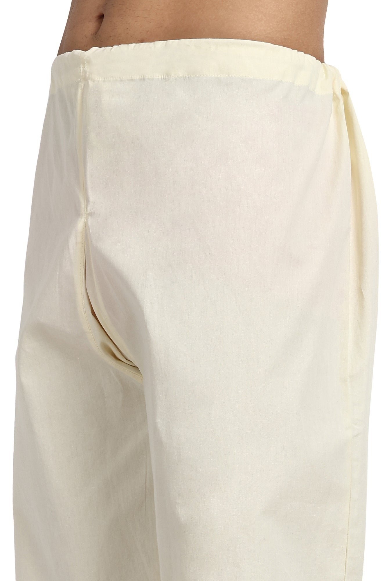 In-Sattva Men's 100% Pure Cotton Drawstring Relaxed-Fit Summer Off-White Pants