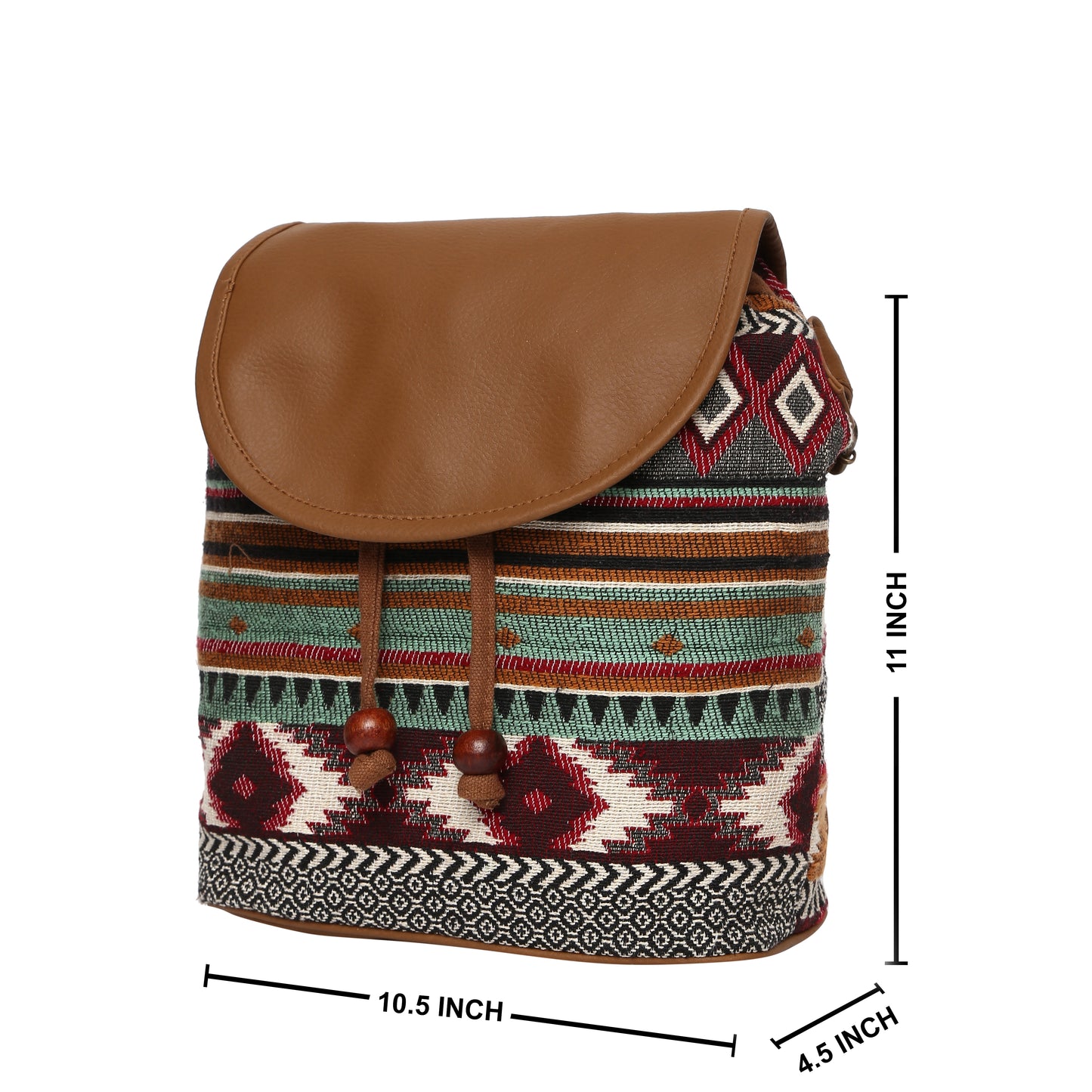 Women's Crossbody Multicolor Green Tribal Print Bucket Bag