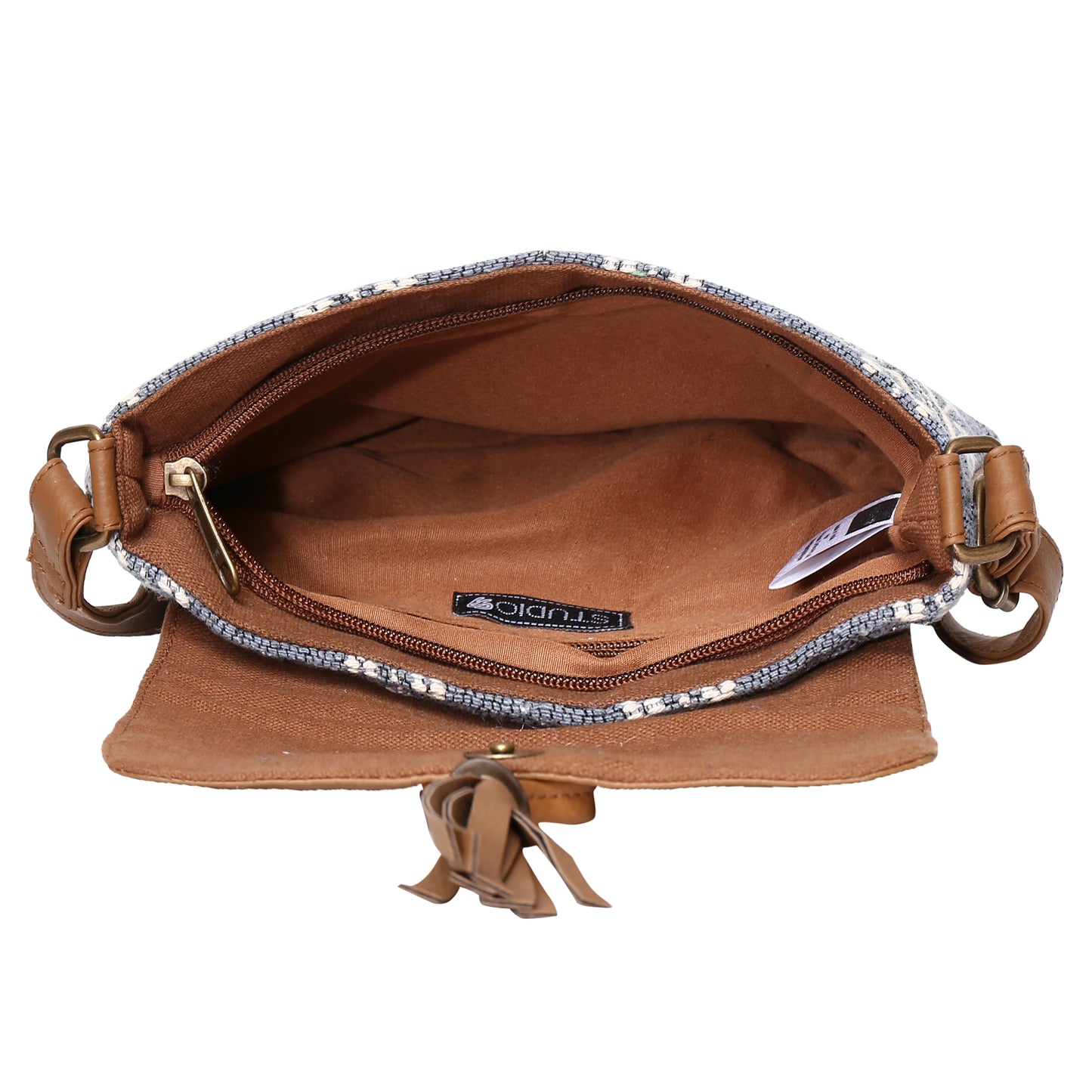 Women's Crossbody Cedar Gray Boho Print w/Tassel