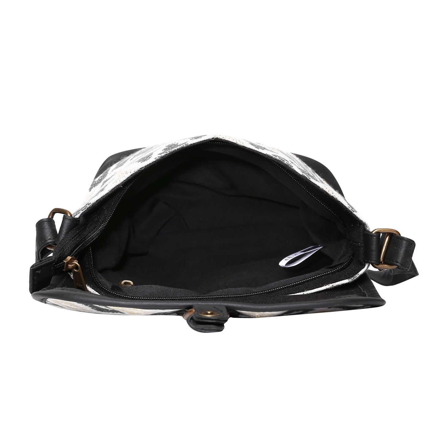 Women's Crossbody Black and White Diamond Satchel Bag