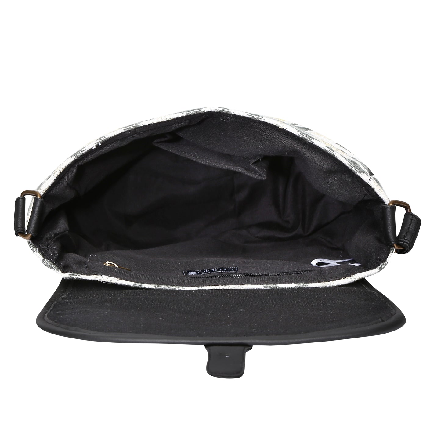 Women's Crossbody Black and White Diamond Textured Bag