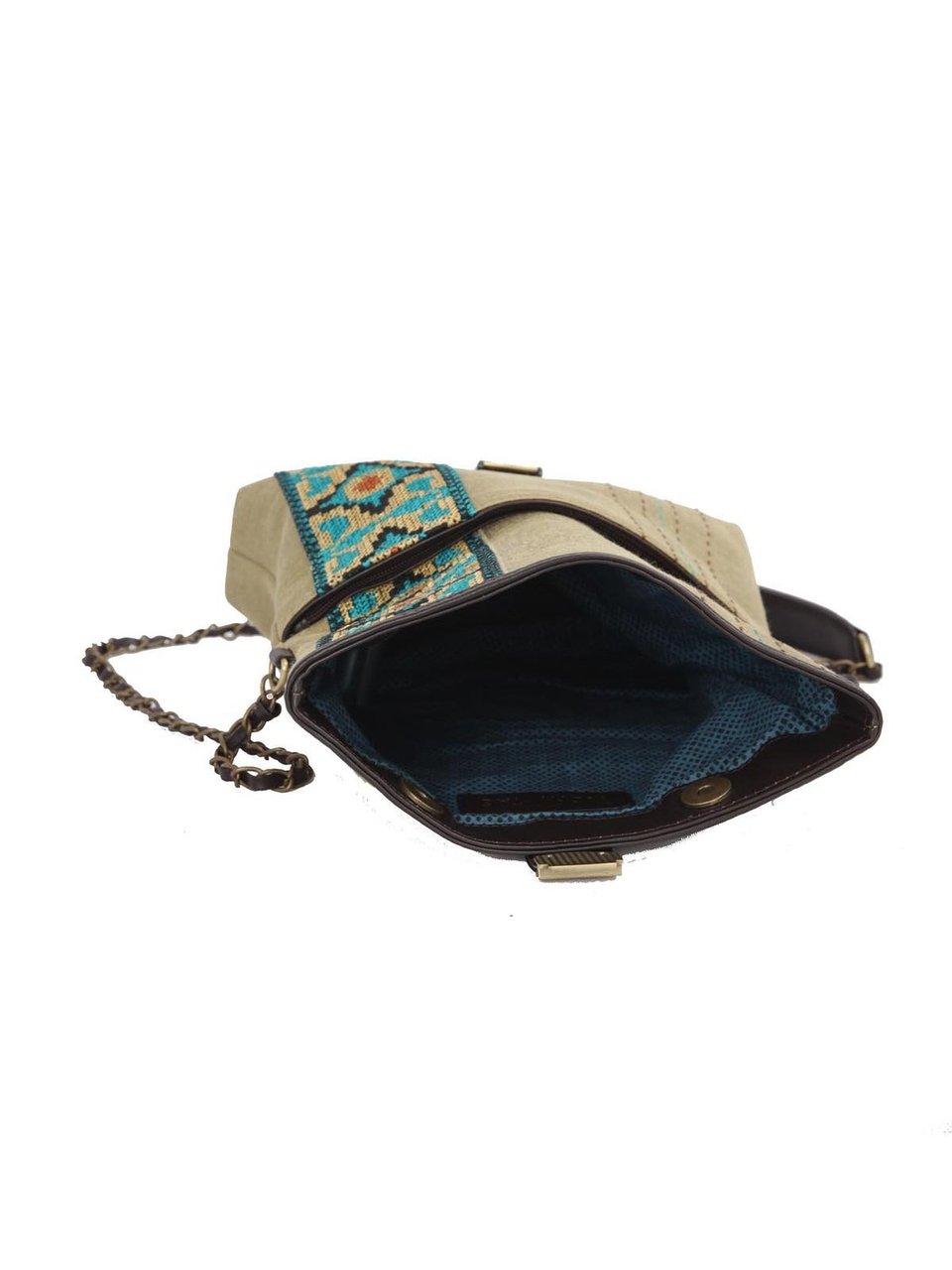 Ivory Tag Love Across Leather and Fabric Crossbody Bag