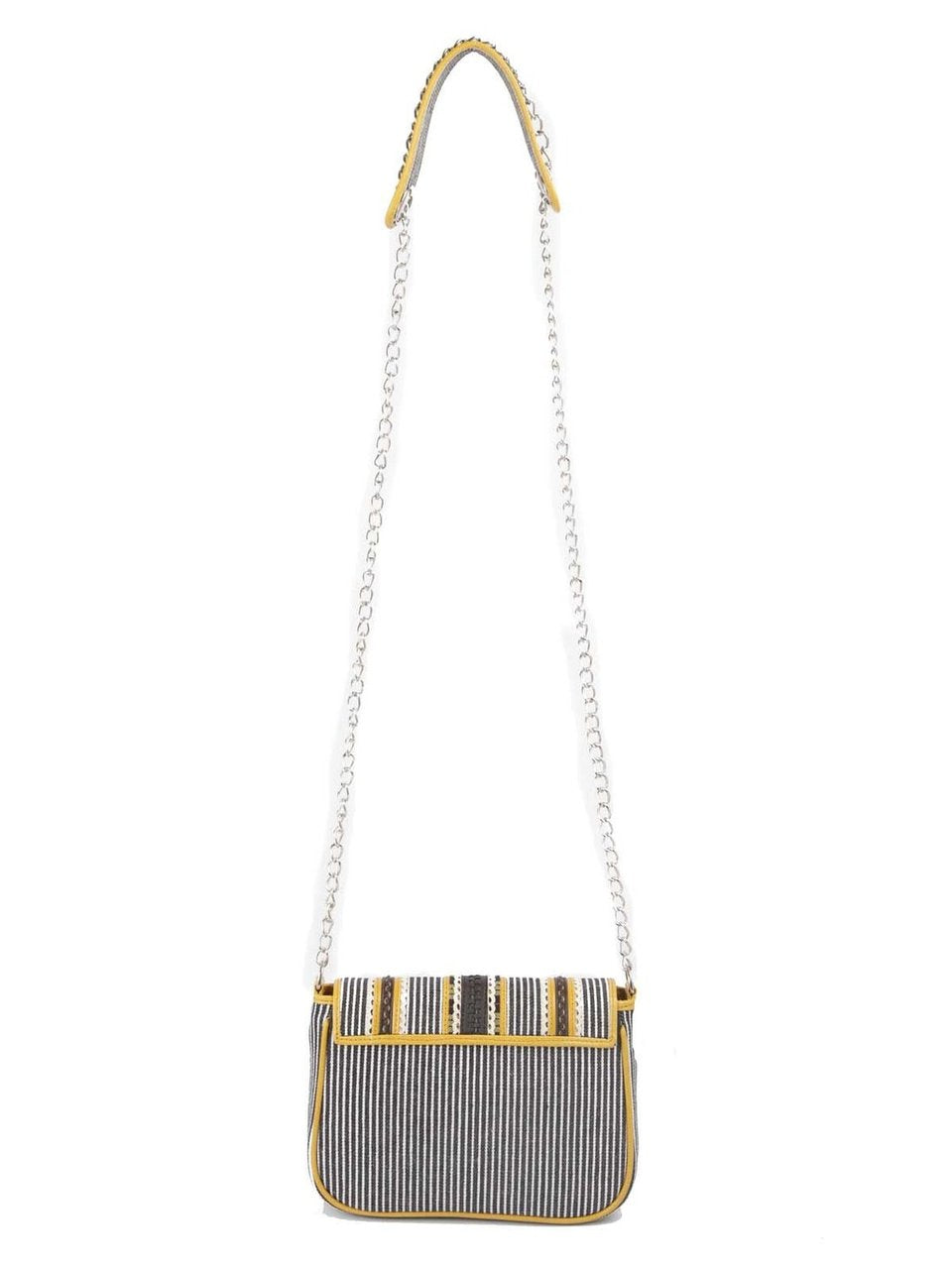 Ivory Tag Yellow Stripe Leather & Canvas Crossbody Bag ÛÒ Back