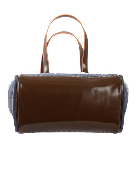 Ivory Tag Patched Up Blue Leather & Fabric Tote ÛÒ Bottom