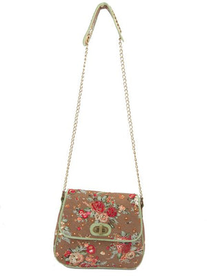 Ivory Tag Dazzling Rossete Hand Embroidery Crossbody Bag ÛÒ Front