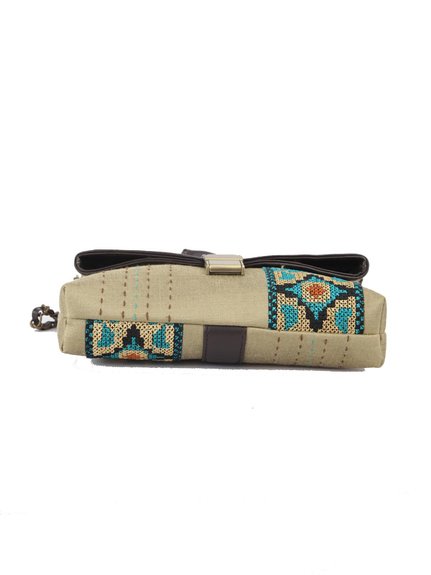 Ivory Tag Love Across Leather & Fabric Crossbody Bag ÛÒ Inside