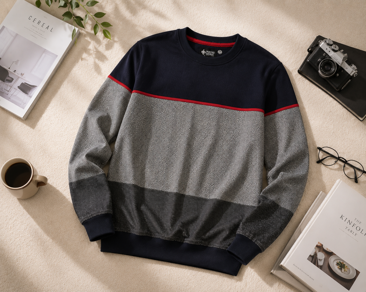 Textured Colorblock Sweatshirt for Men