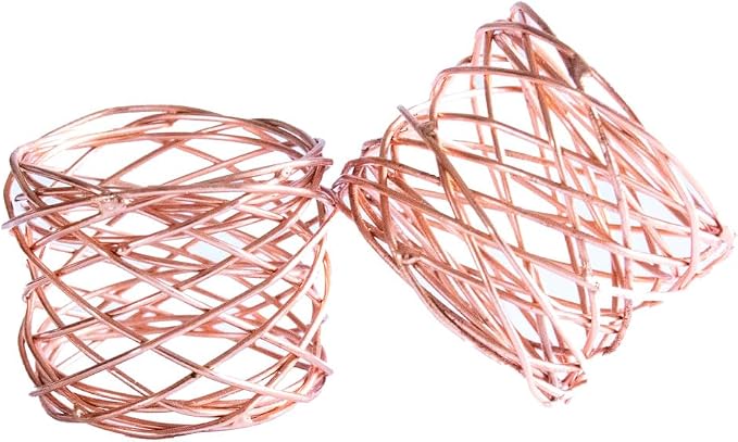 Handmade Artisan Crafted Mesh Metal Dining Napkin Rings, Copper