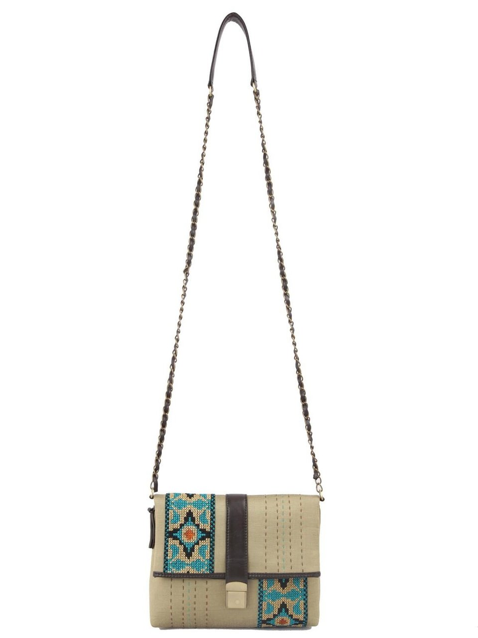 Ivory Tag Love Across Leather & Fabric Crossbody Bag ÛÒ Front