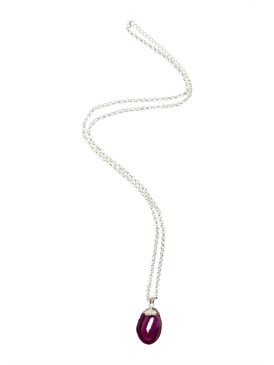 Ivory Tag Pink Agate Stone Necklace