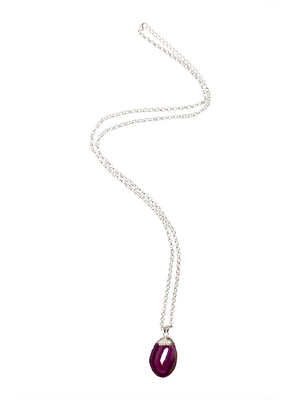 Ivory Tag Pink Agate Stone Necklace