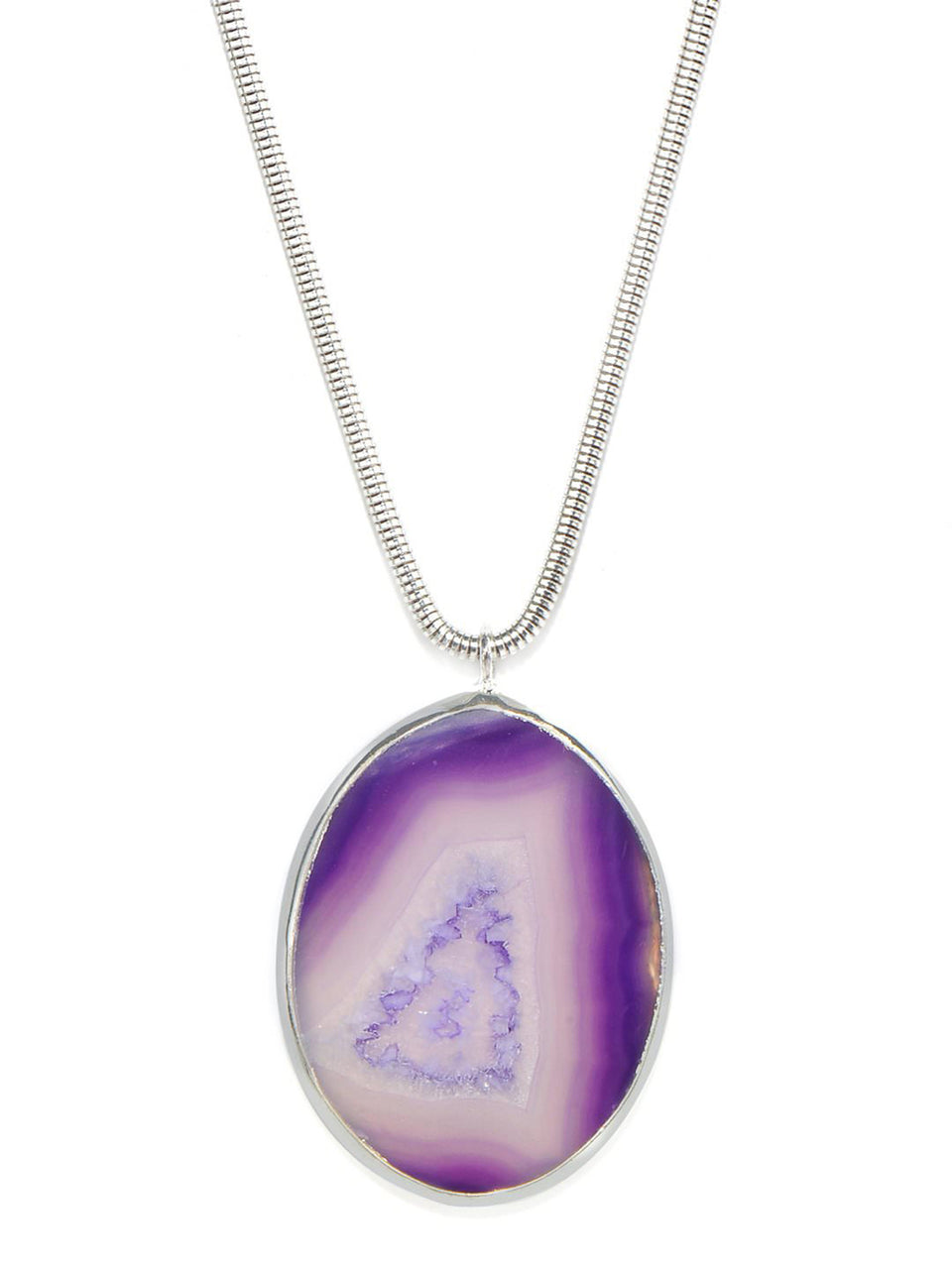Ivory Tag Deep Purple Agate Stone Necklace ÛÒ Detail