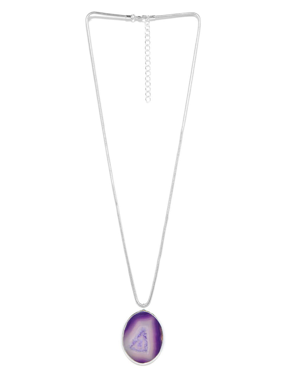 Ivory Tag Deep Purple Agate Stone Necklace