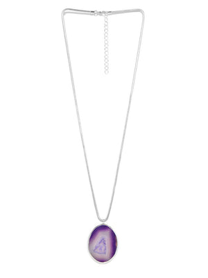 Ivory Tag Deep Purple Agate Stone Necklace