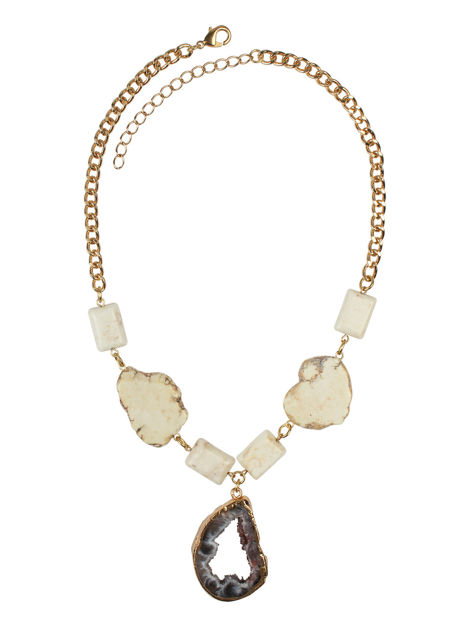 White Stone & Geode Necklace