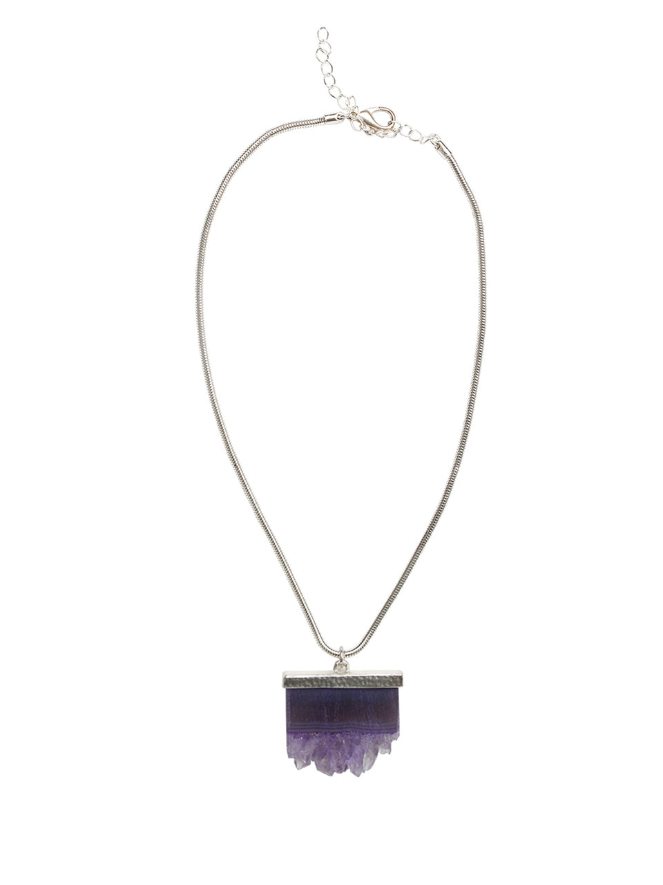 Ivory Tag Purple Iceberg Crystal Stone Necklace