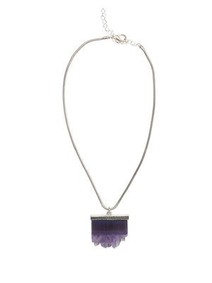 Ivory Tag Purple Iceberg Crystal Stone Necklace