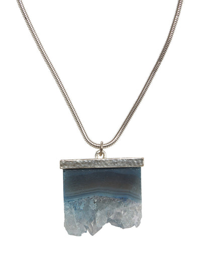 Ivory Tag Cerulean Blue Iceberg Crystal Stone Necklace ÛÒ Detail