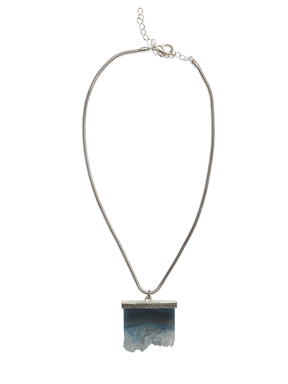 Ivory Tag Cerulean Blue Iceberg Crystal Stone Necklace