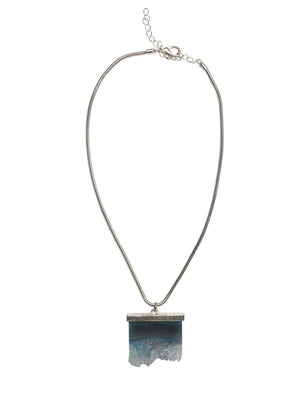 Ivory Tag Cerulean Blue Iceberg Crystal Stone Necklace