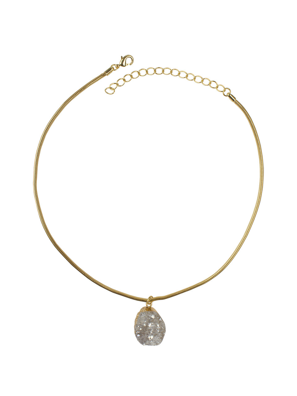 Ivory Tag Beau Mignon Crystal Stone Necklace with Gold Leafing