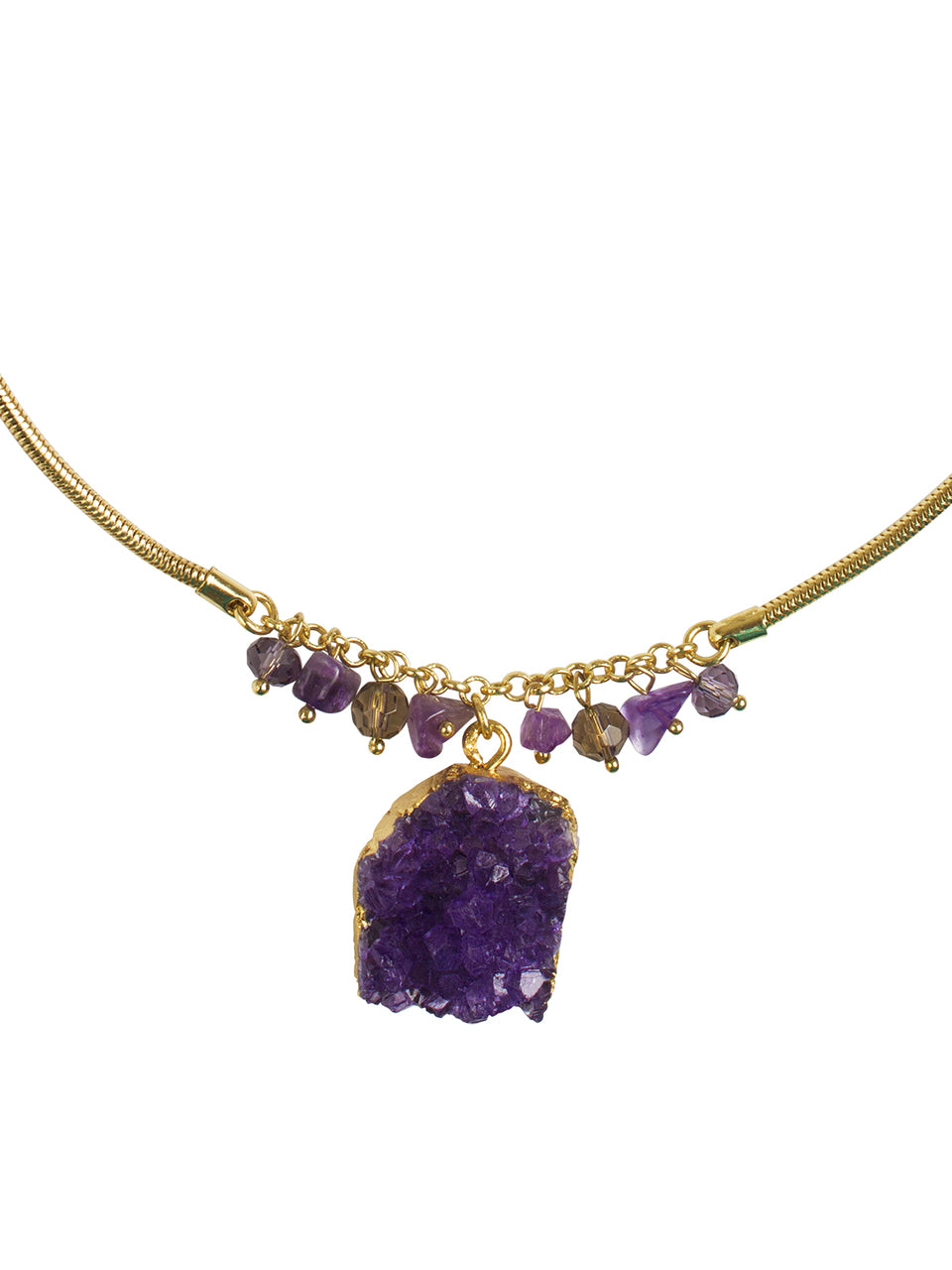 Ivory Tag Purple Crystalized Stone with Gold Leafing