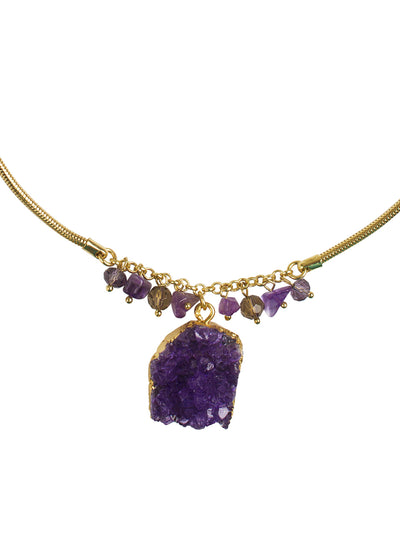 Ivory Tag Purple Crystalized Stone with Gold Leafing