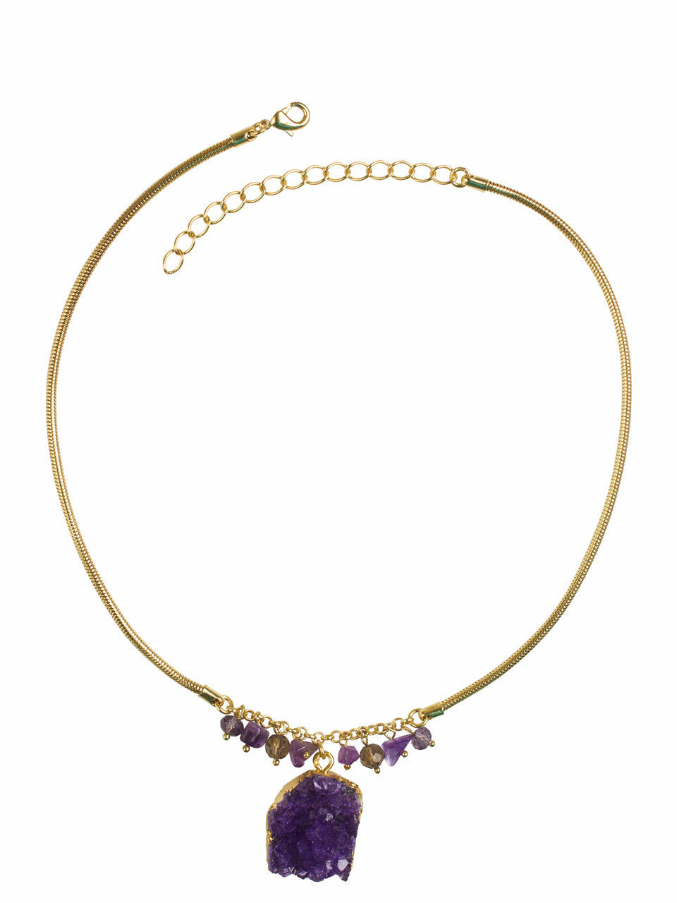 Ivory Tag Purple Crystalized Stone with Gold Leafing