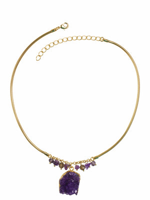 Ivory Tag Purple Crystalized Stone with Gold Leafing