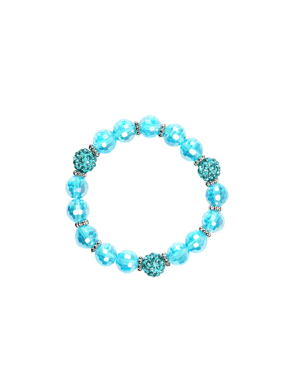 Ivory Tag Faceted Ocean Blue Beaded Bracelet