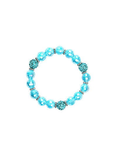 Ivory Tag Faceted Ocean Blue Beaded Bracelet