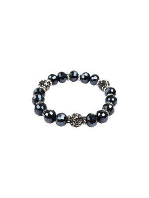 Ivory Tag Faceted Navy Blue Beaded Bracelet