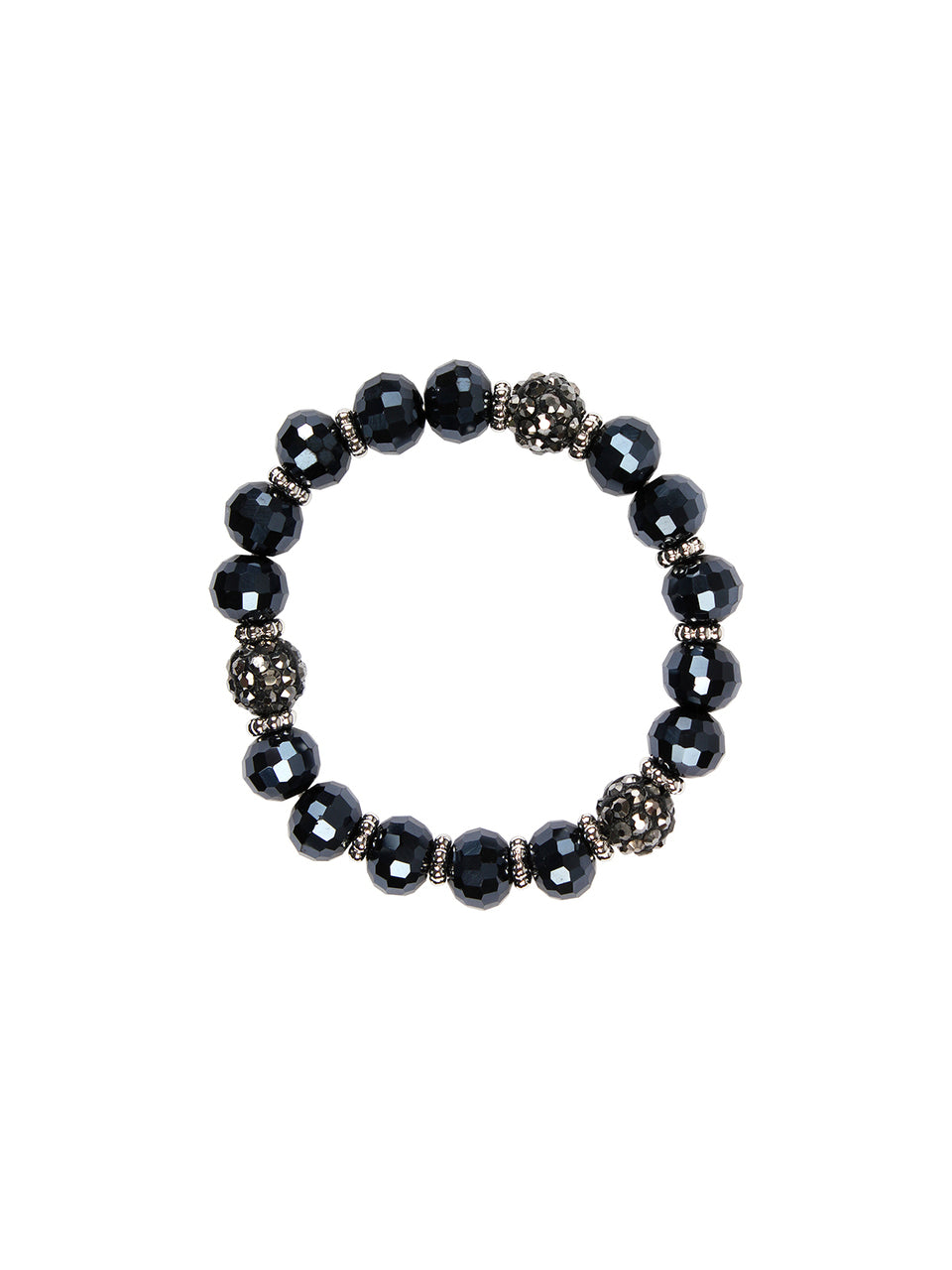 Ivory Tag Faceted Navy Blue Beaded Bracelet