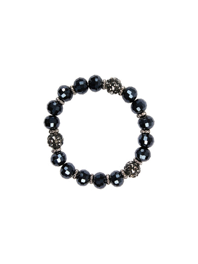 Ivory Tag Faceted Navy Blue Beaded Bracelet