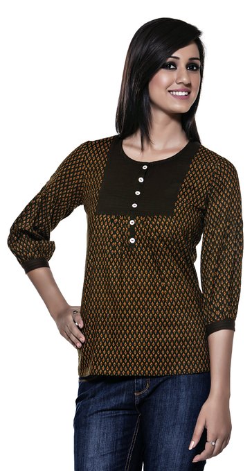 Akkriti Women's Printed Pintuck Casual Kurti ÌÎÌ_Ì´åÇÌÎÌ__ÌÎÌ_ÌÎ_ÌÎÌ_Ì´åÌÎÌ_ÌÎ_ÌÎÌ_Ì´å« Olive Front