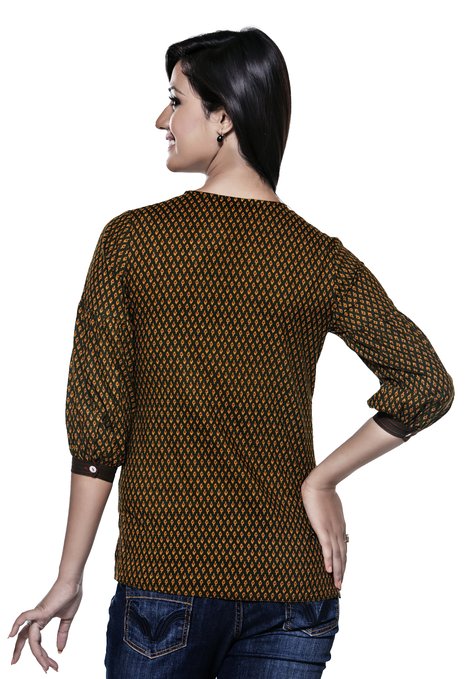 Akkriti Women's Printed Pintuck Casual Kurti ÌÎÌ_Ì´åÇÌÎÌ__ÌÎÌ_ÌÎ_ÌÎÌ_Ì´åÌÎÌ_ÌÎ_ÌÎÌ_Ì´å« Olive Back