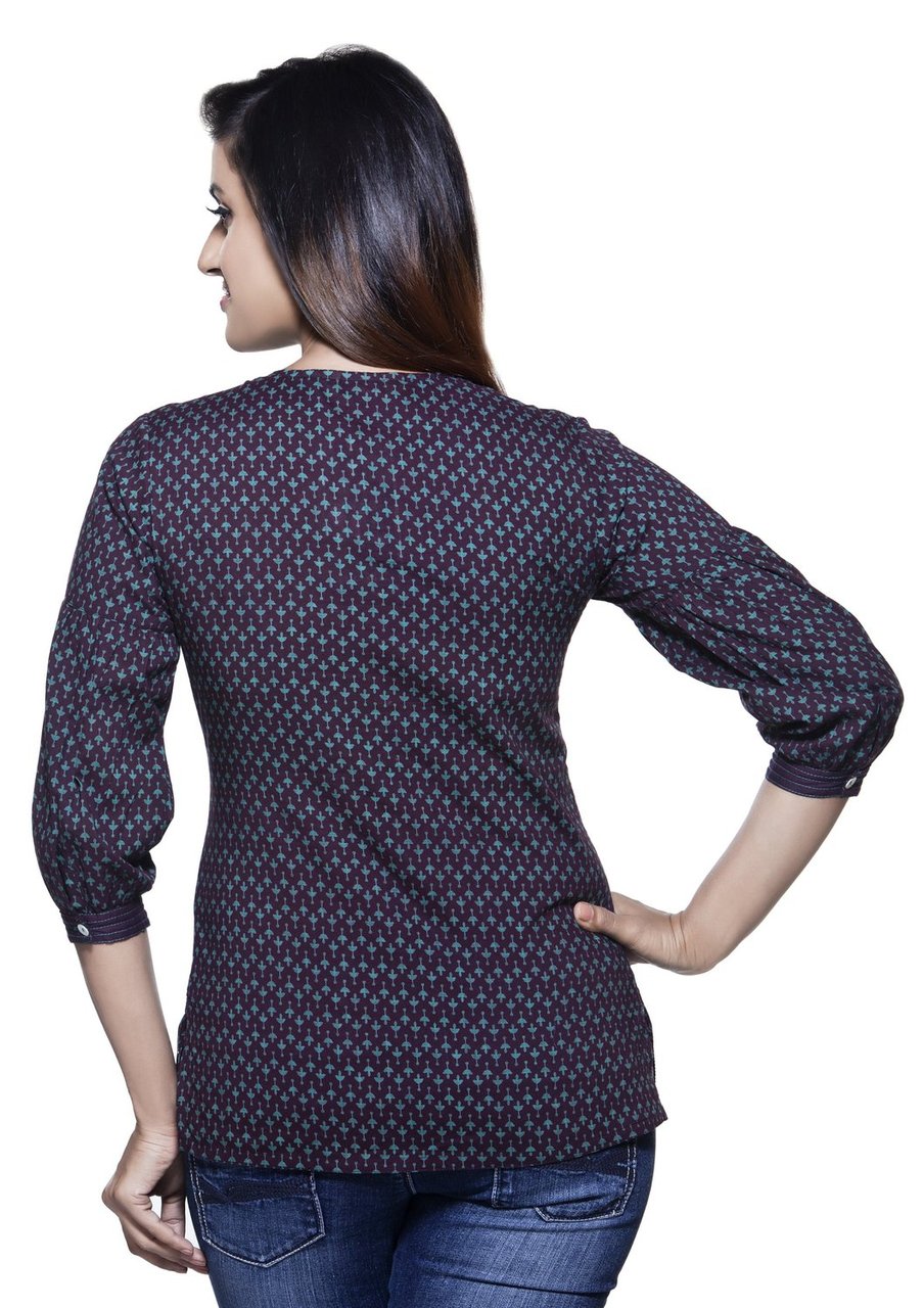 Akkriti Women's Printed Pintuck Casual Kurti ÌÎÌ_Ì´åÇÌÎÌ__ÌÎÌ_ÌÎ_ÌÎÌ_Ì´åÌÎÌ_ÌÎ_ÌÎÌ_Ì´å« Aubergine Back