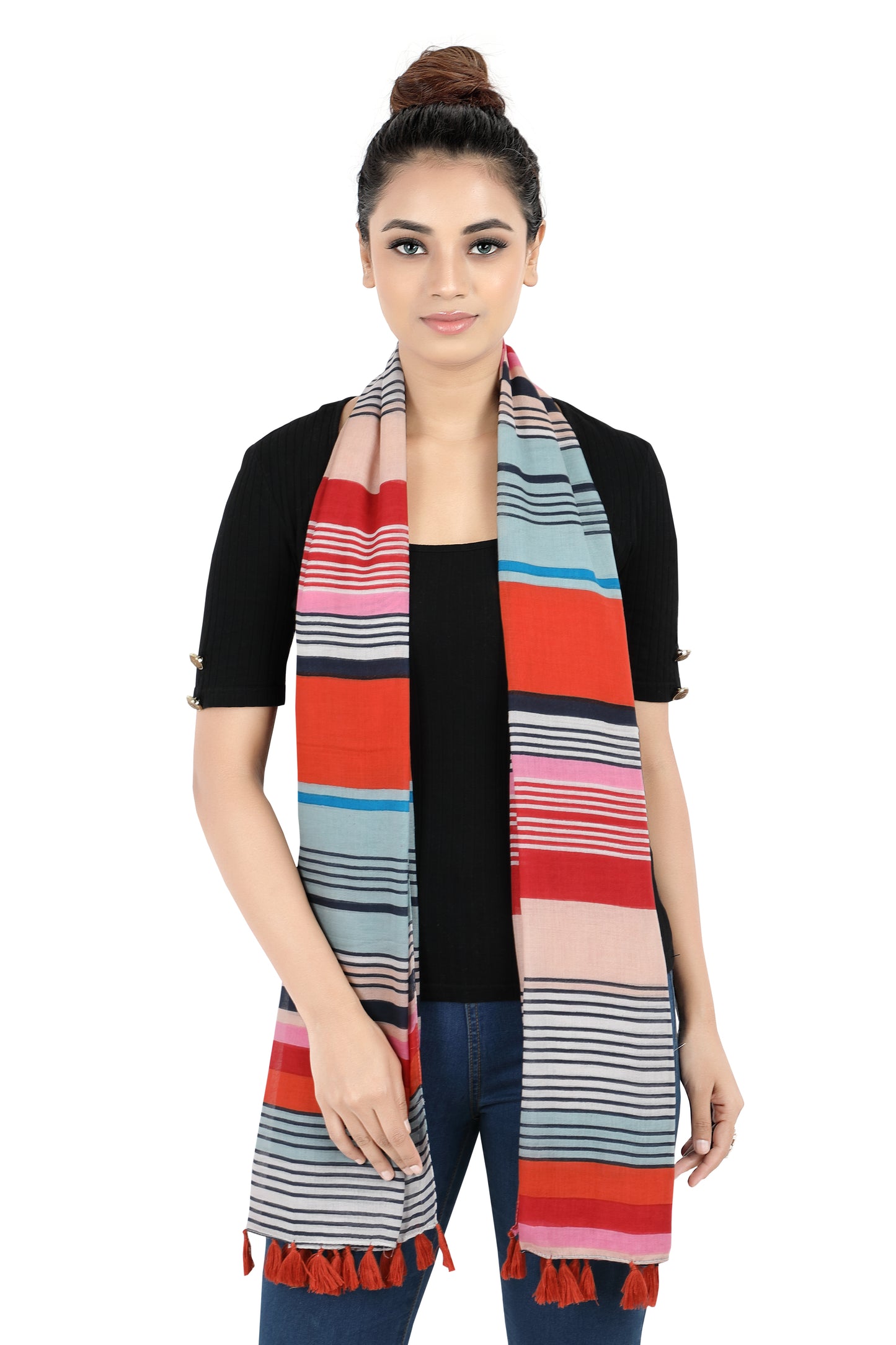 Boho Melange Print Scarf Stole | Natural View