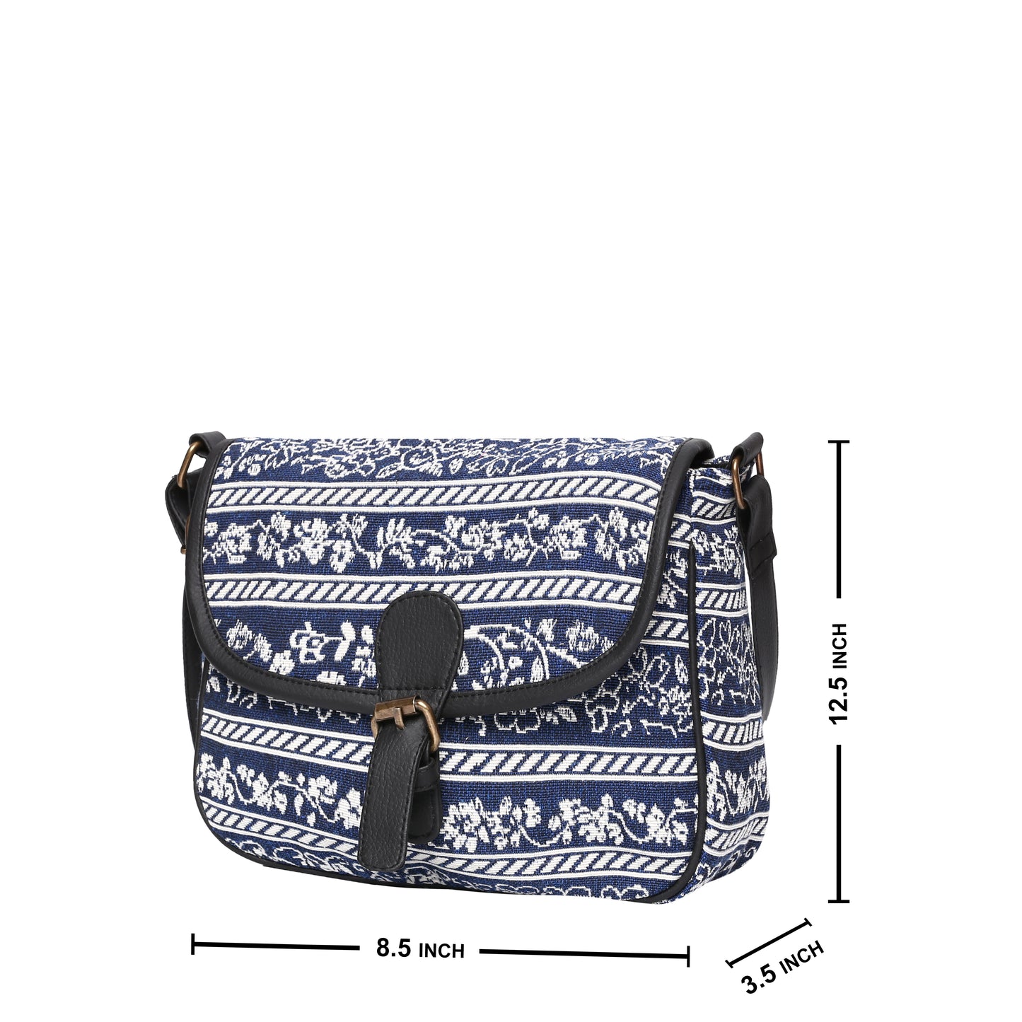 Women's Crossbody Navy Blue Floral Striped Bag