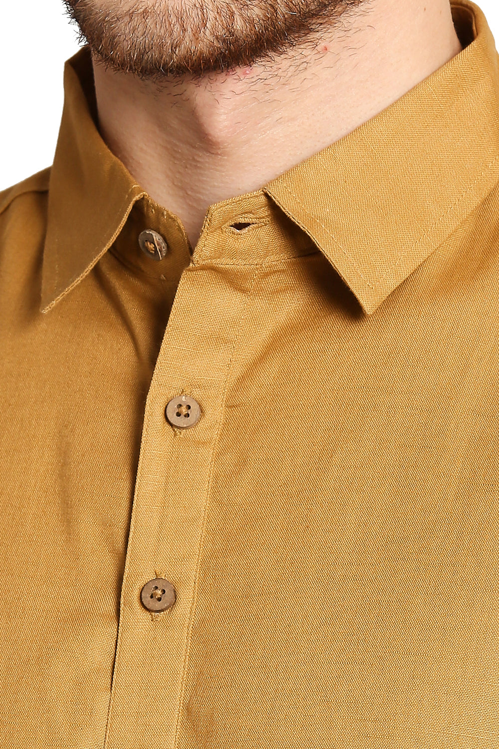 In-Sattva Men's Pullover Pathani Rollup Sleeve Kurta Tunic with Shoulder Strap Mustard