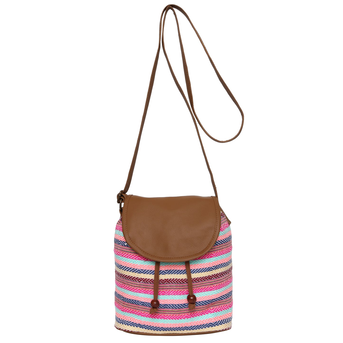 Women's Crossbody Multicolor Striped with Vegan Leather Bag
