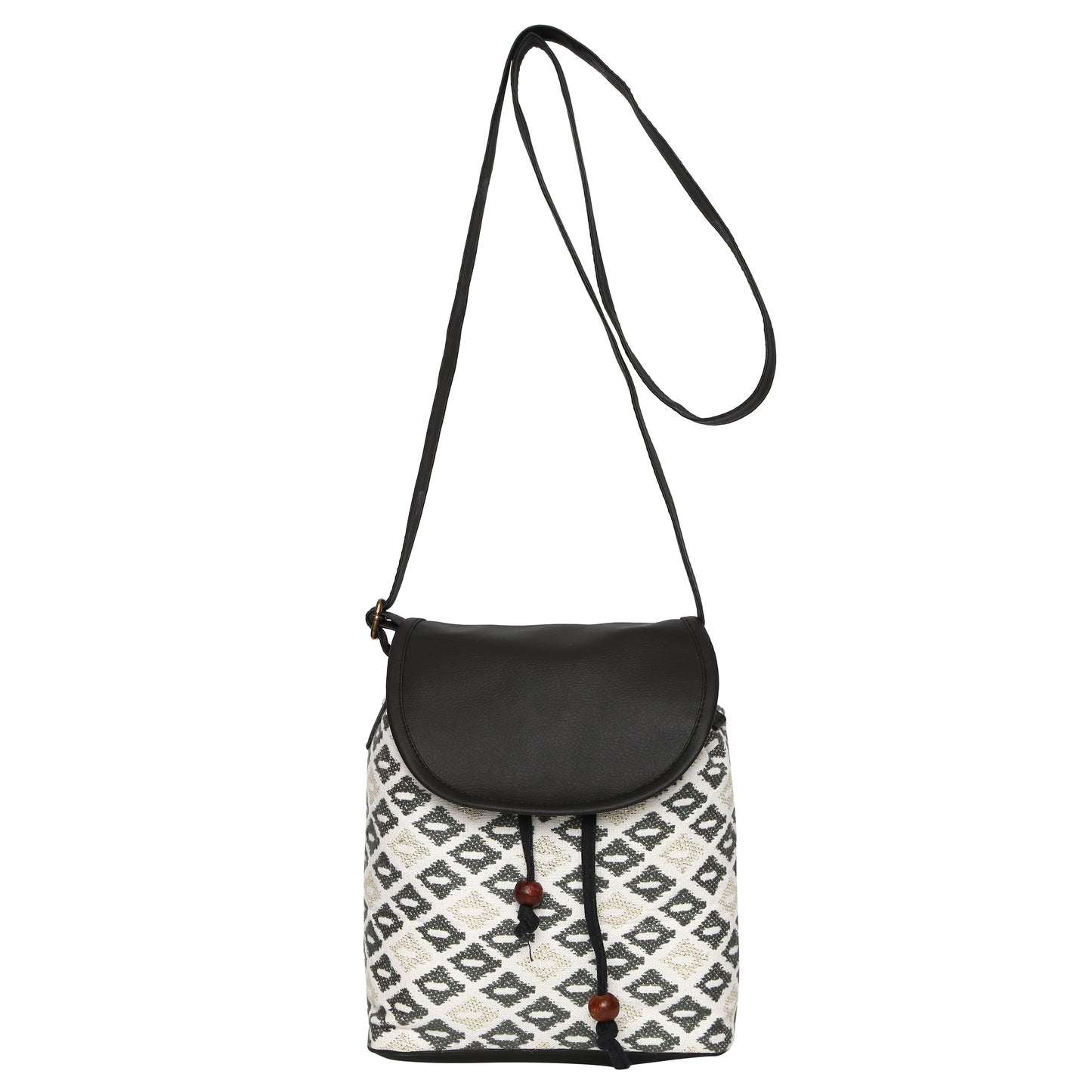 Women's Crossbody Black and White Diamond Print