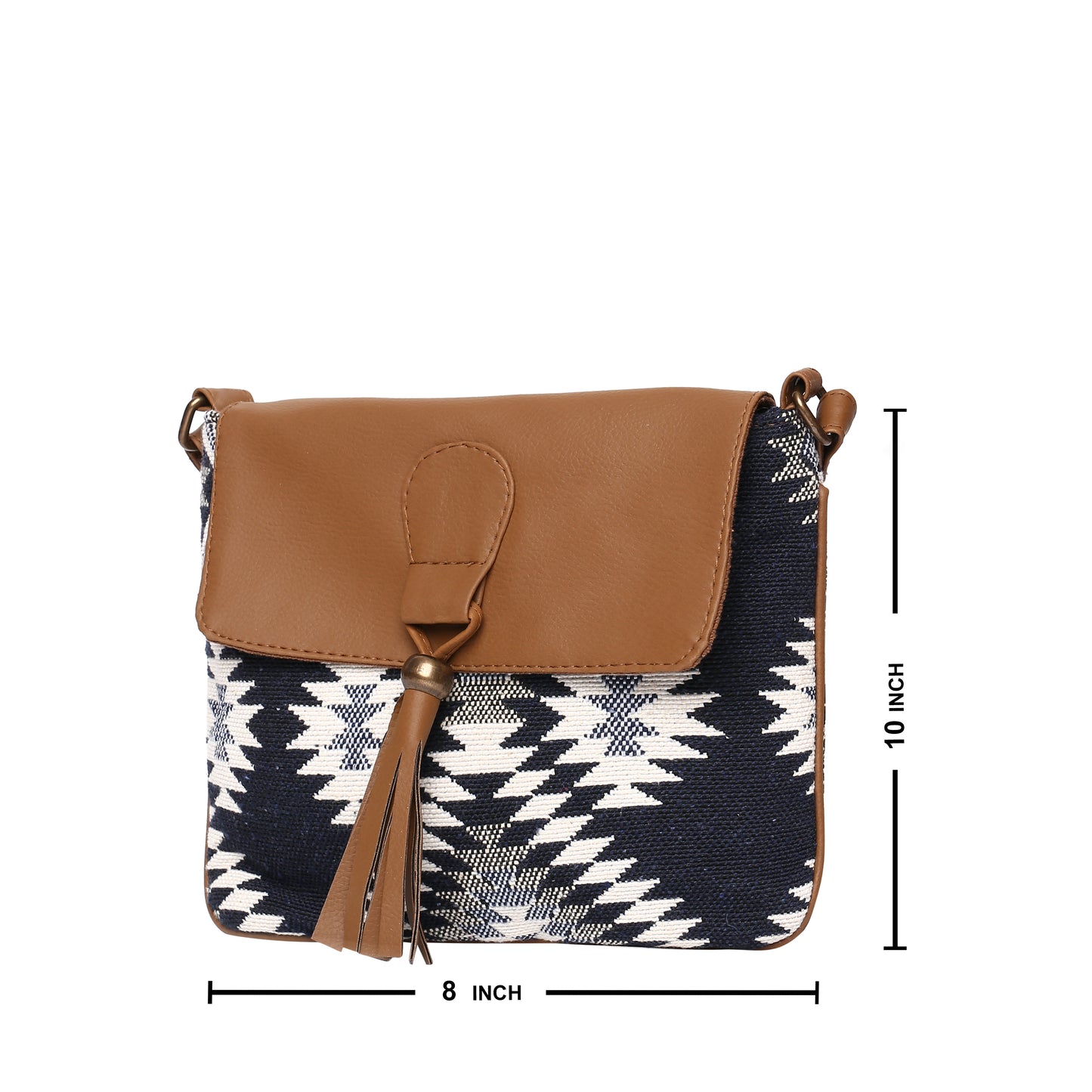 Women's Crossbody Black Aztec Print w/Tassel