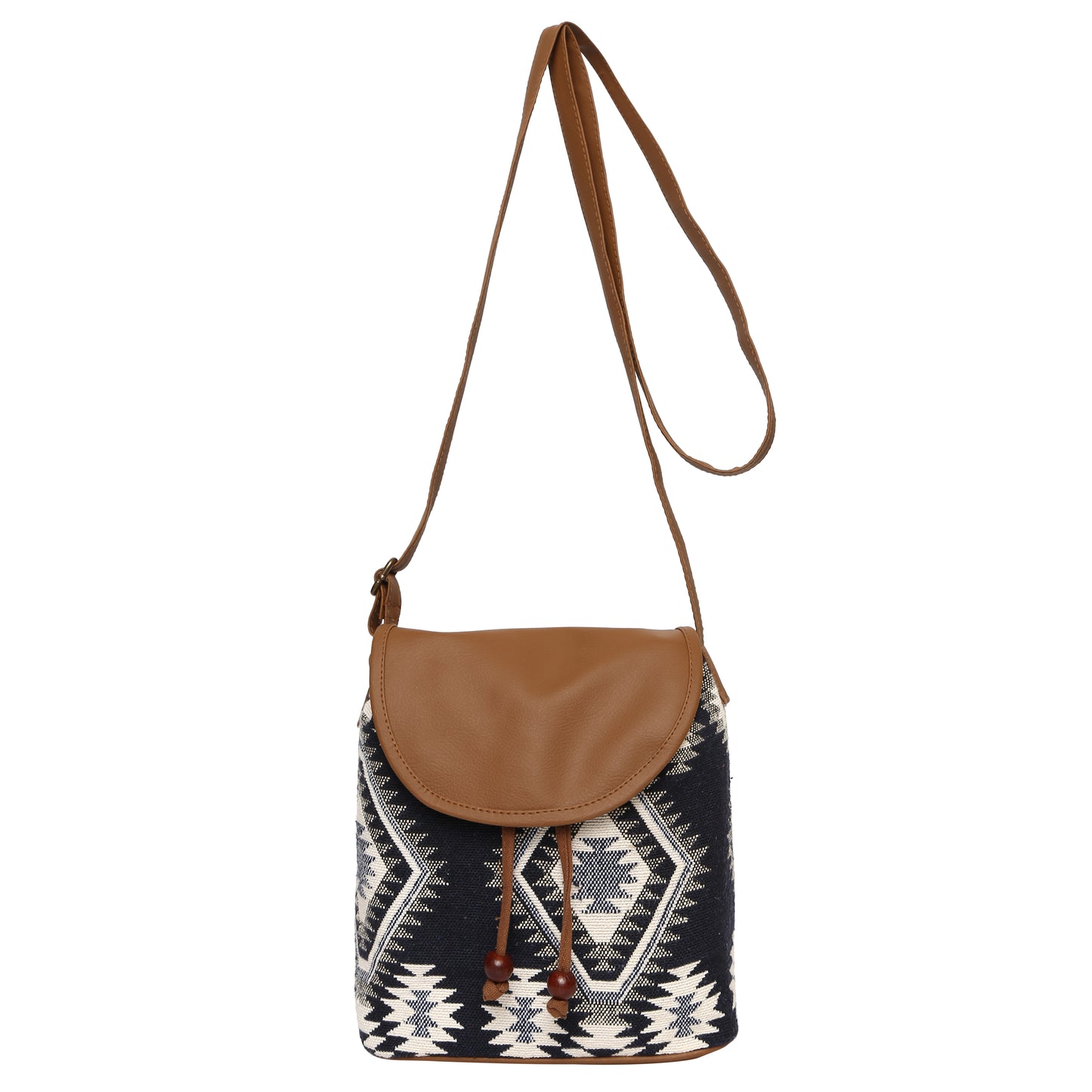 Women's Crossbody Black Aztec Print with Vegan Leather Bag
