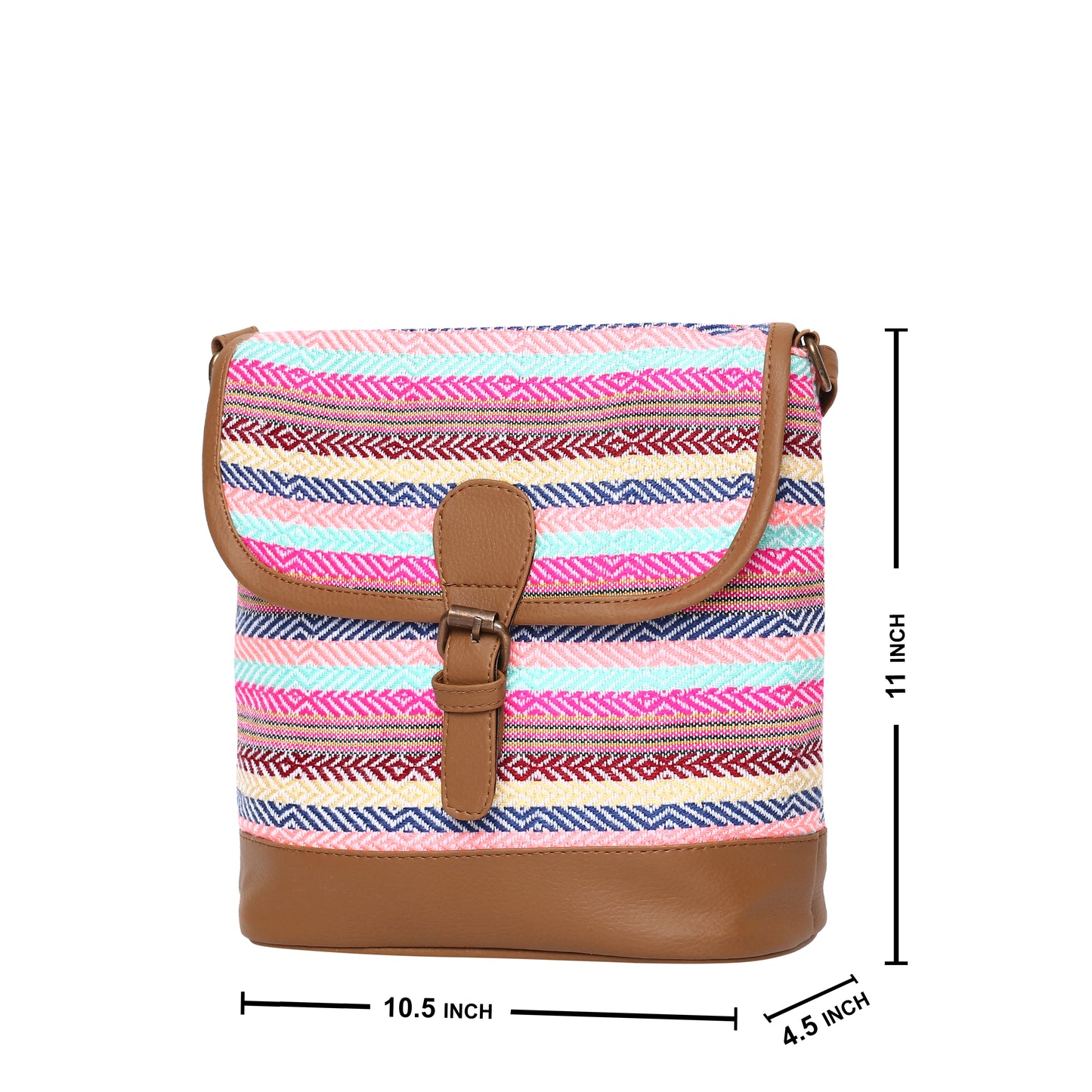 Women's Crossbody Multicolored Striped Textured Bag