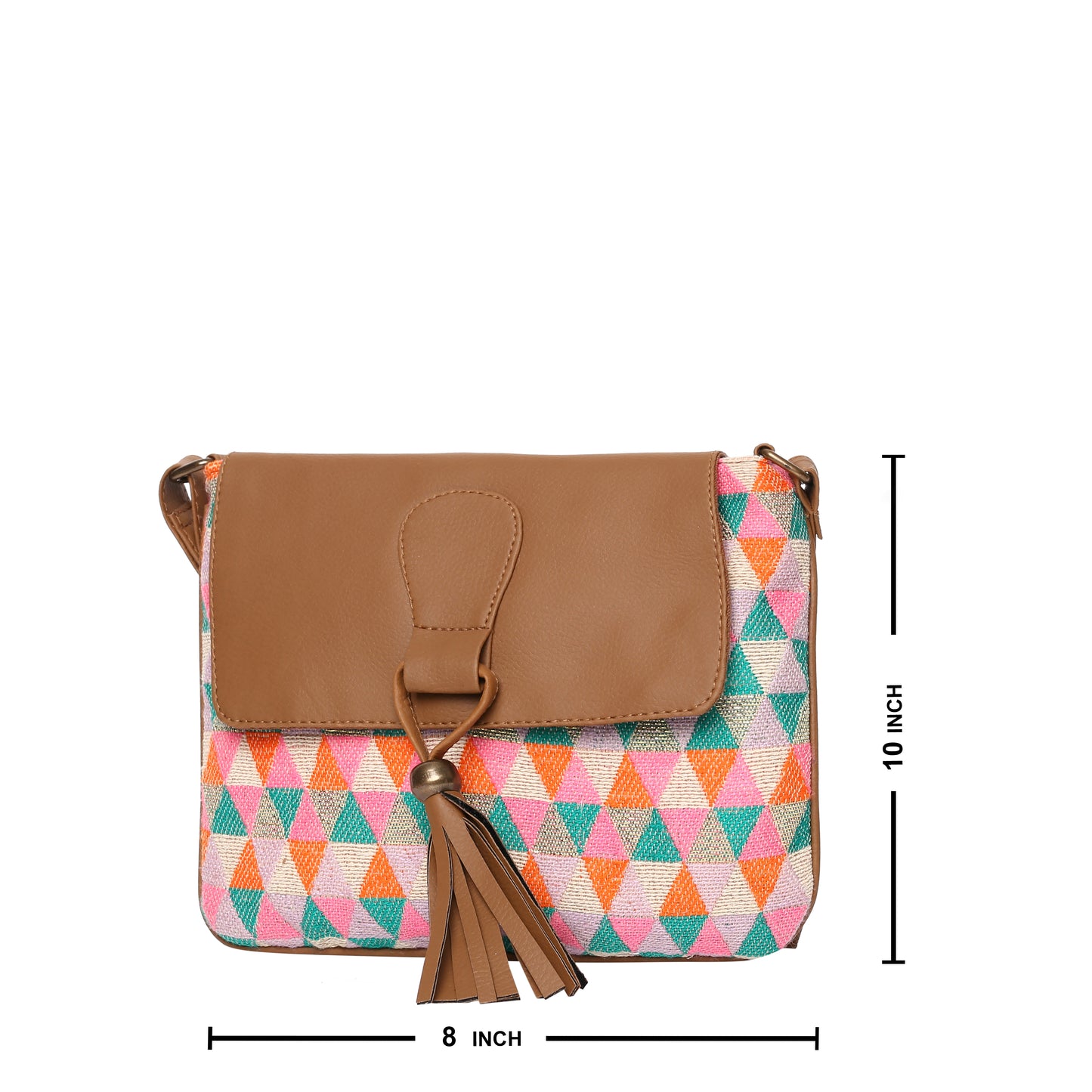 Women's Crossbody Multicolored Diamond Print w/Tassel