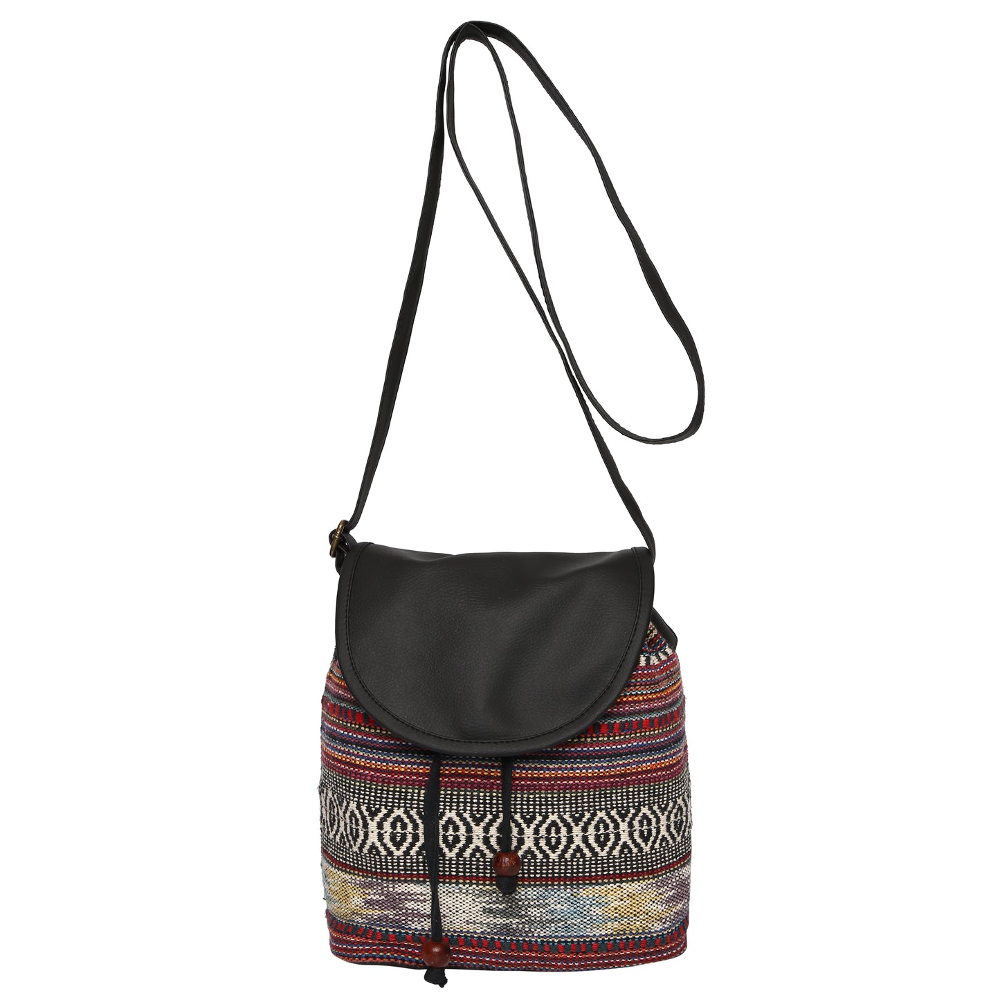 Women's Crossbody Multicolor Red Tribal Print Bucket Bag